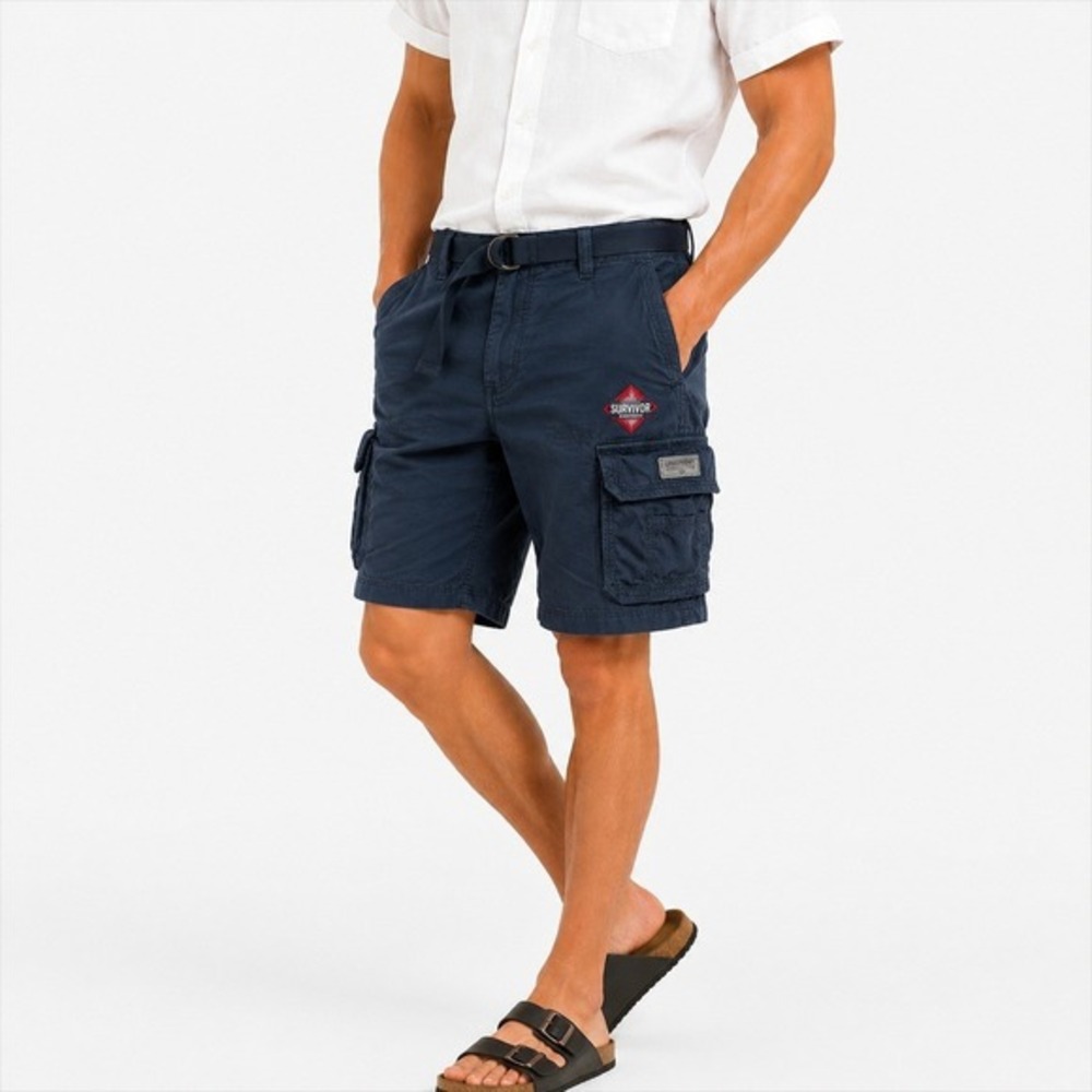 Unionbay Survivor Belted Cargo Shorts Men Size 40 Navy Blue Utility Gorpcore NEW
